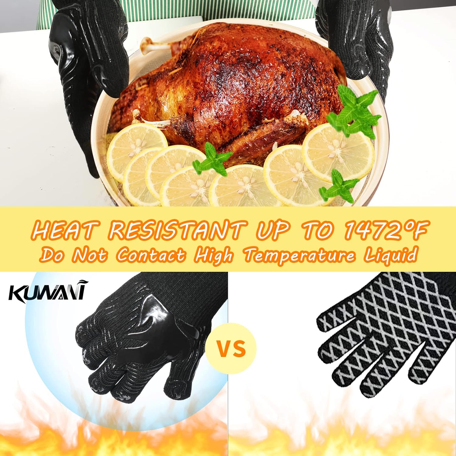 1472°F Heat Resistant BBQ Glov - Oven Mitt Silicone のレビューと価格