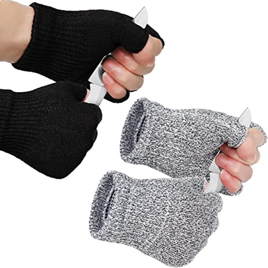 2 Pair Cut Resistant Half Fing - Cut Resistant Glove のレビューと価格