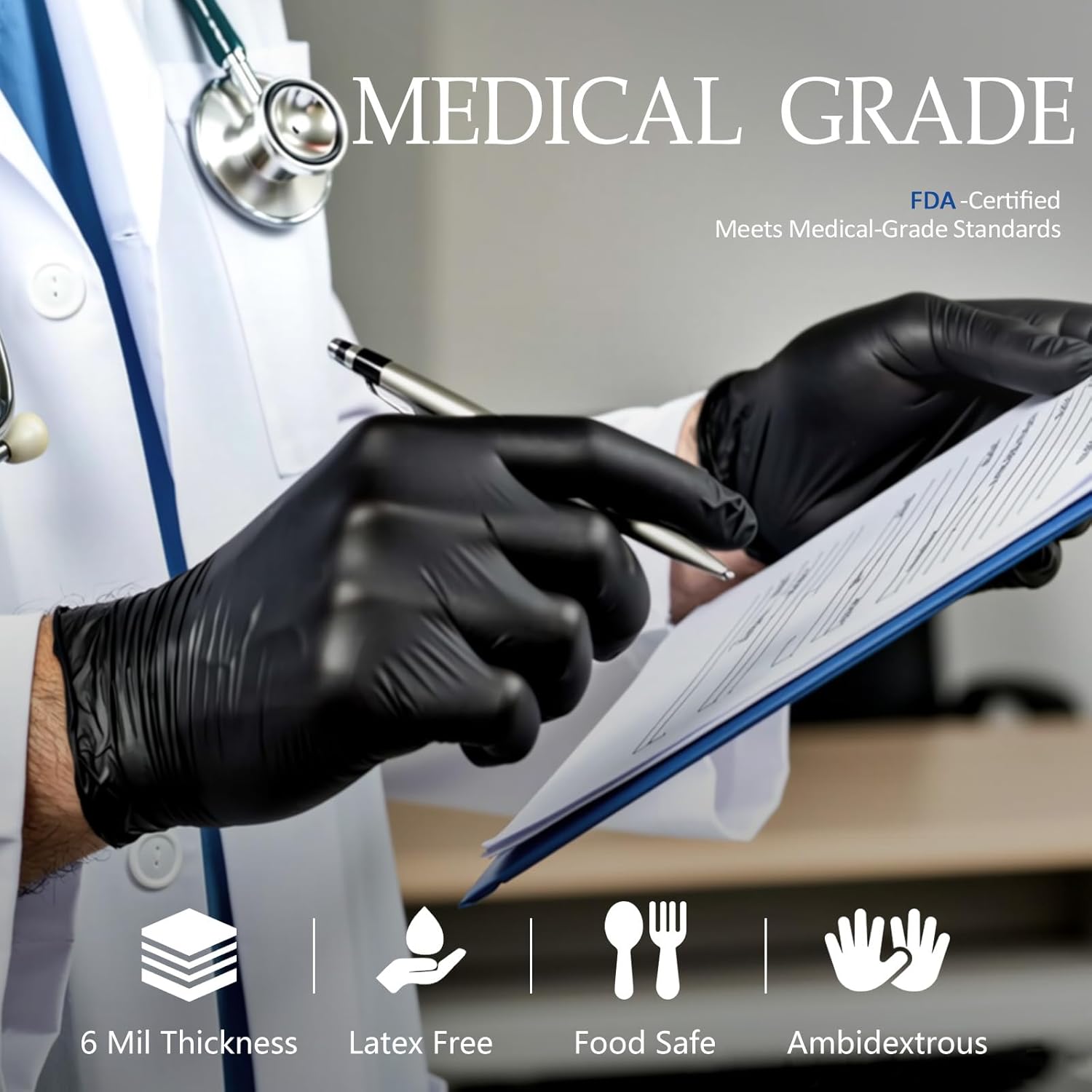 Black Disposable Nitrile Glove - Exam Glove Nitrile のレビューと価格