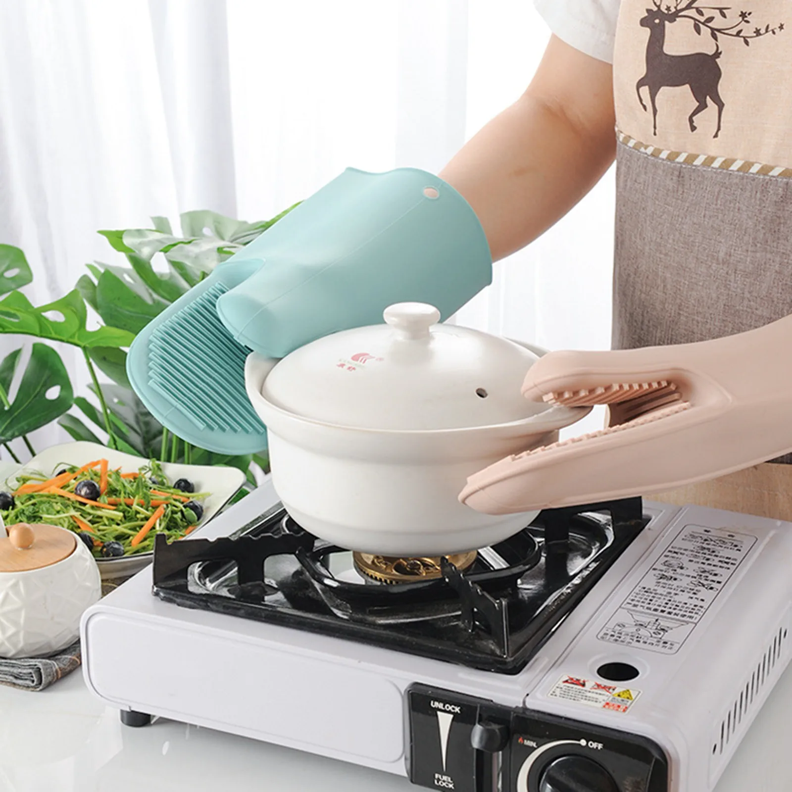 1/2Pcs Long Thickened Oven Glo - Oven Mitt Silicone のレビューと価格