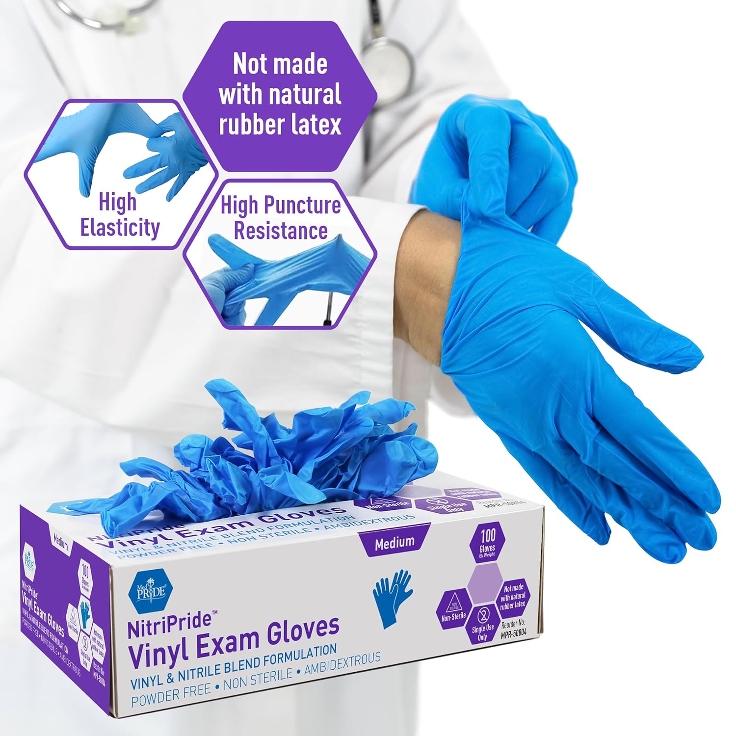 Powder-Free Nitrile/Vinyl Blen - Latex Disposable Glove のレビューと価格