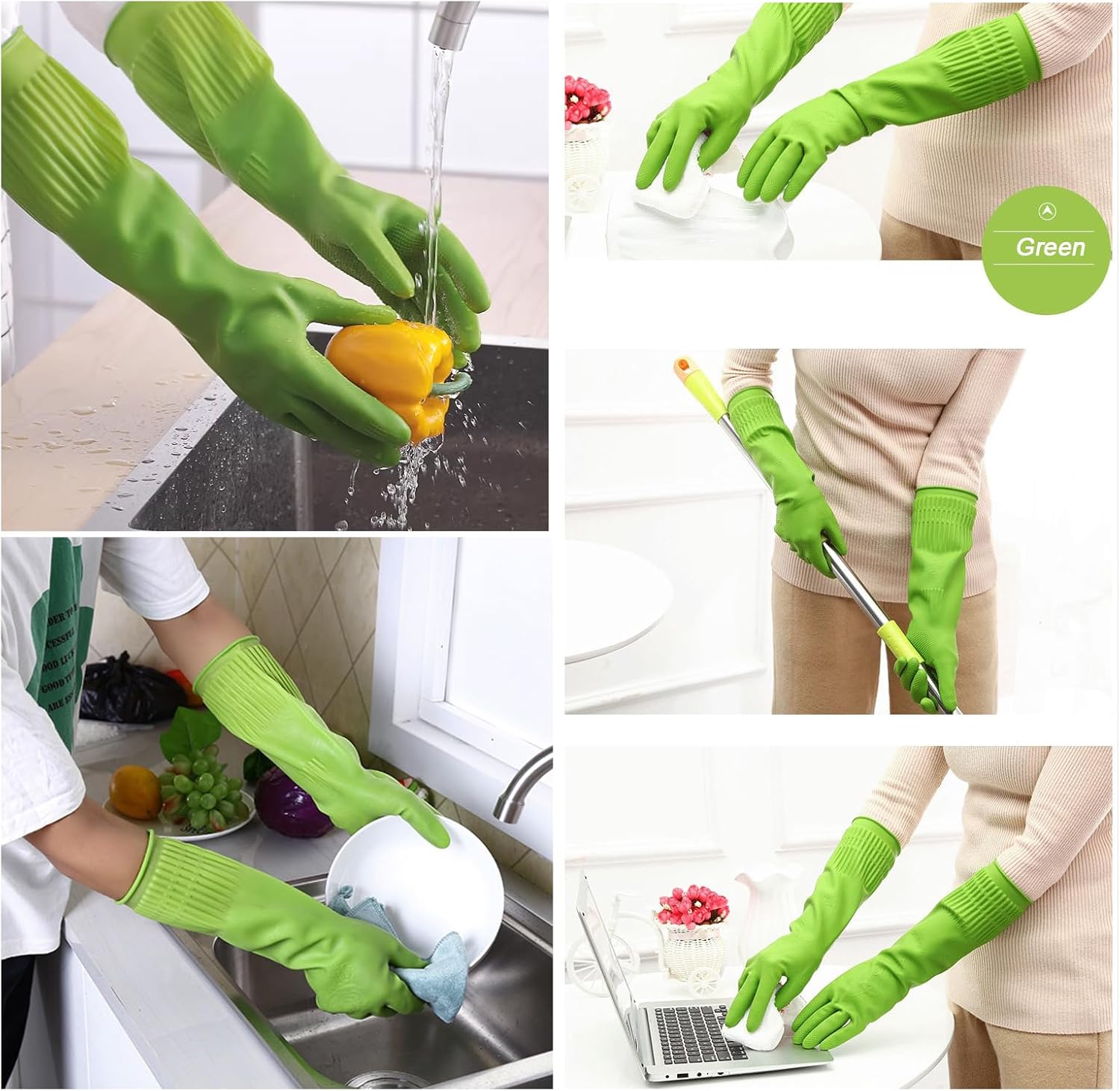 3 Pairs of Rubber Dishwashing  - Rubber Glove Cleaning のレビューと価格