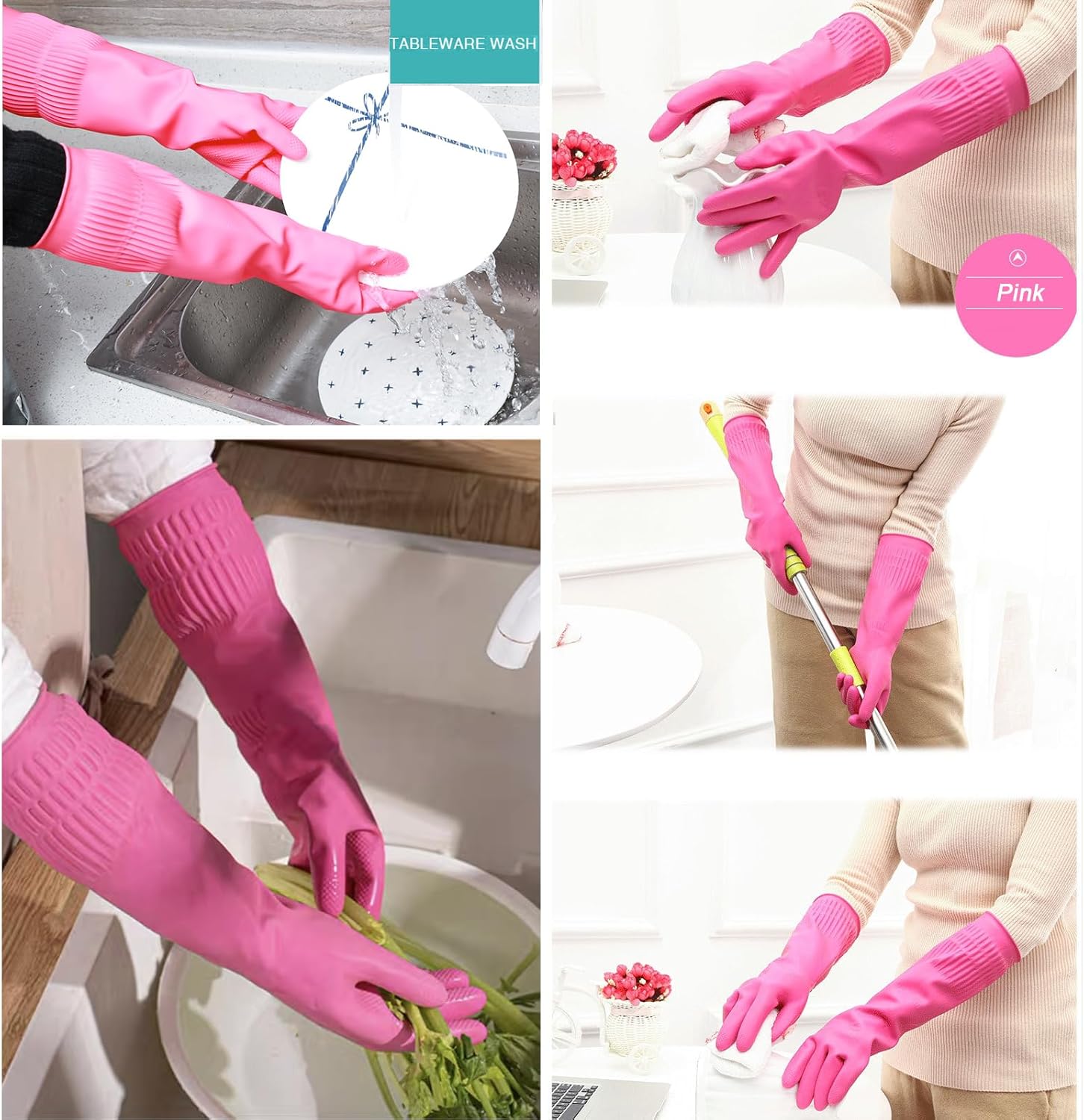 3 Pairs of Rubber Dishwashing  - Rubber Glove Cleaning のレビューと価格
