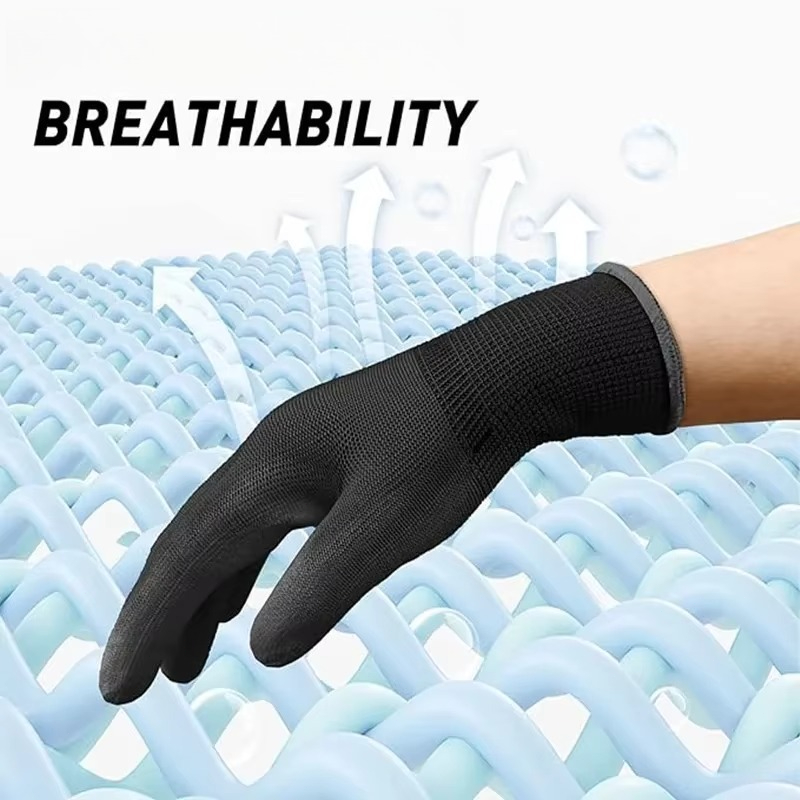 6/12/18PCS Black PU Coating Gl - Nitrile Mechanic Glove のレビューと価格
